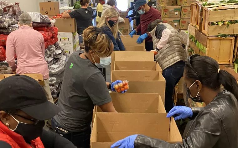 Women loading boxes of food