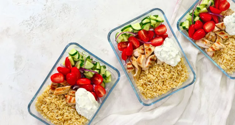 Healthy lunches in dishes