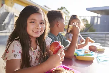 Children at a school lunch