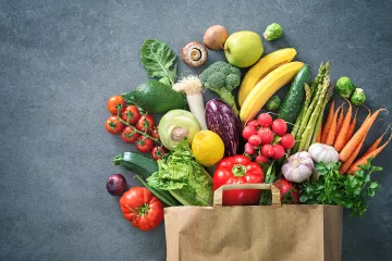 Fresh vegetables in a paper bag