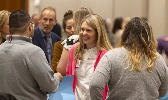 smiling people meeting