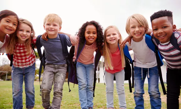 Kids with backpacks