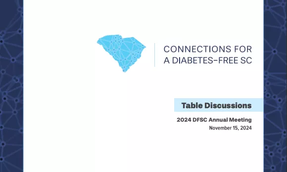 Connections for a diabetes-free SC, Table Discussion report cover with a blue border.